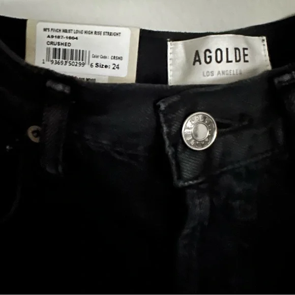 NWT AGOLDE 90's Pinch Waist Long Jeans in Black - Picture 4 of 10